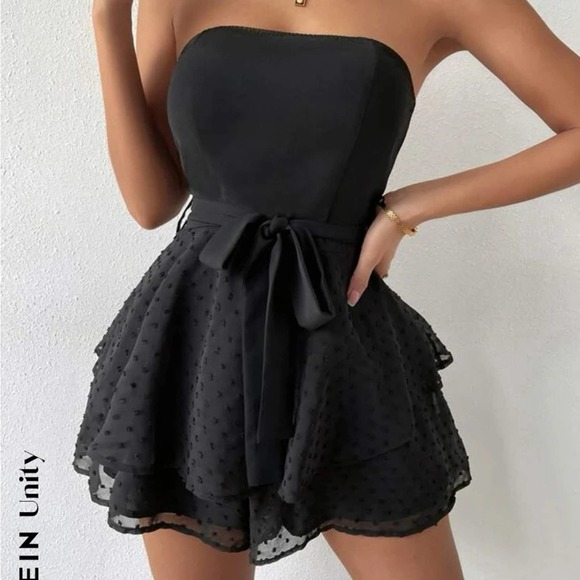SHEIN Pants - NWOT SheIn Strapless Polka Dot Romper